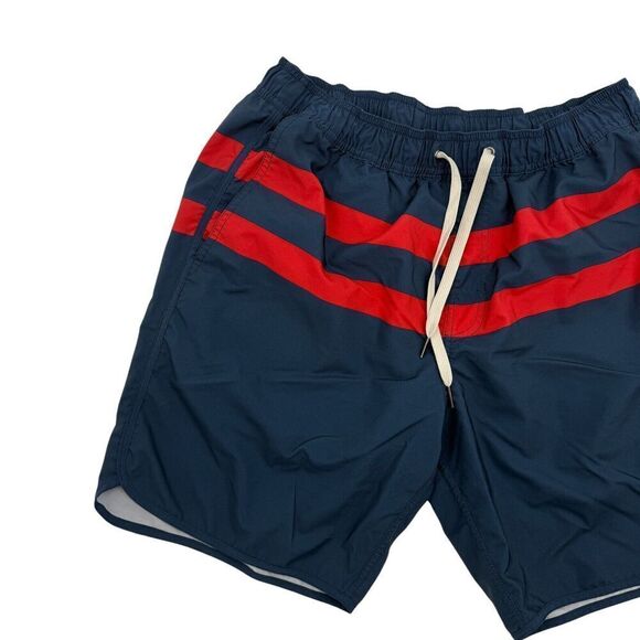 Men's Fair Harbor The Anchor Red Stripe Anchor 8" Shorts Size Medium Blue Red - Picture 6 of 12